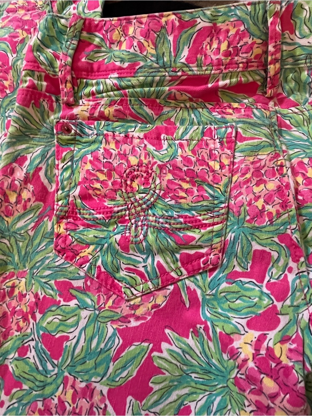 Lilly Pulitzer Skinny Straight Pink and Mint Green Floral Print Jeans SIZE 8